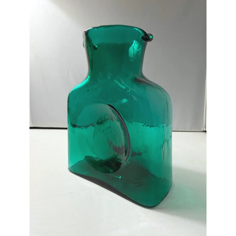 Blenko Water Bottle 384M Mini Hand Blown Glass Double Spout 2021